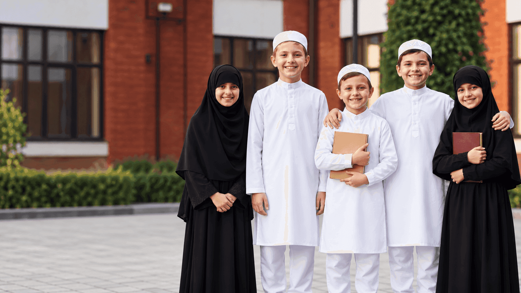 Students of Jamiatul Firdous standing together outside the campus